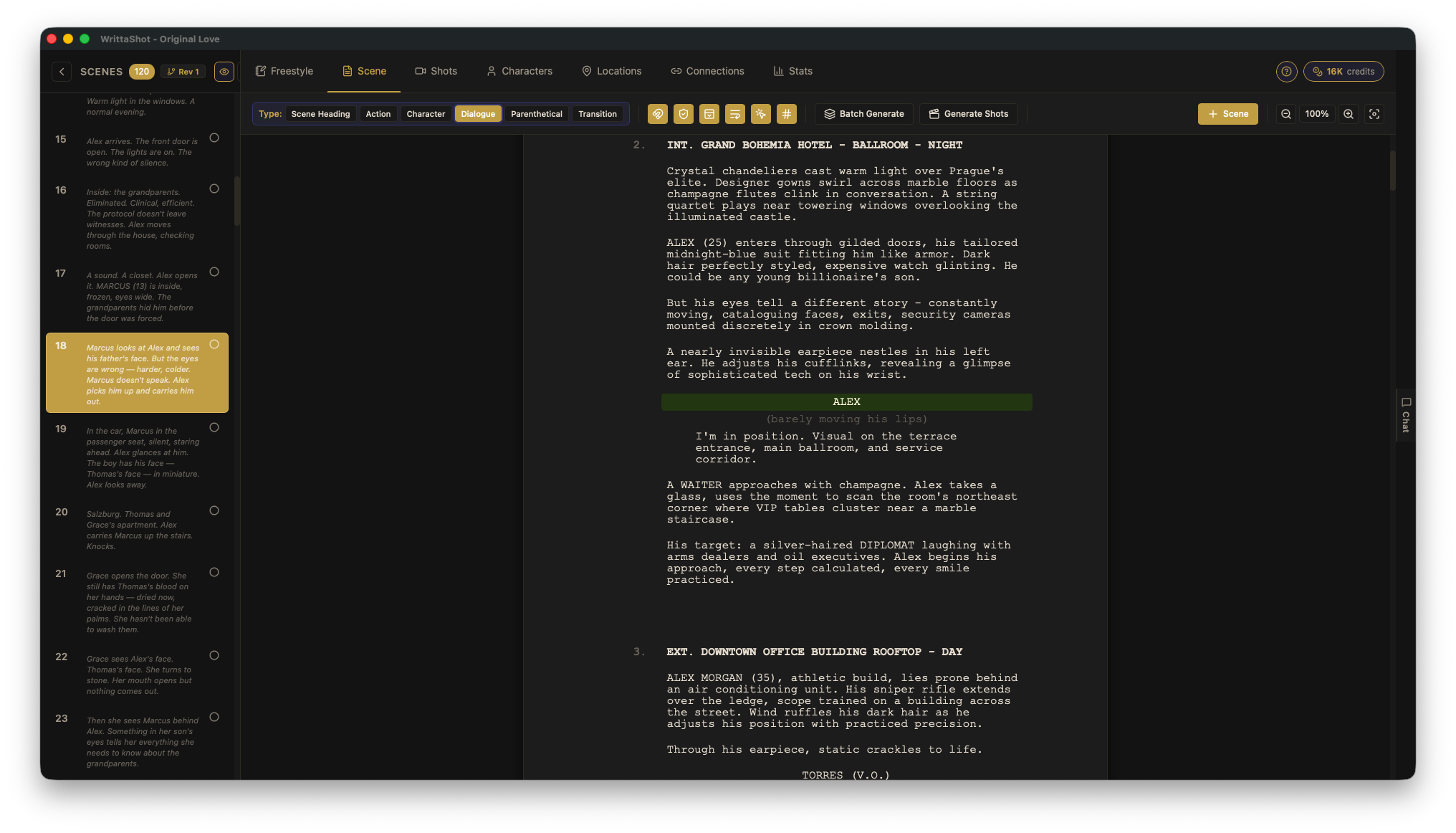 Scene editor with element types
