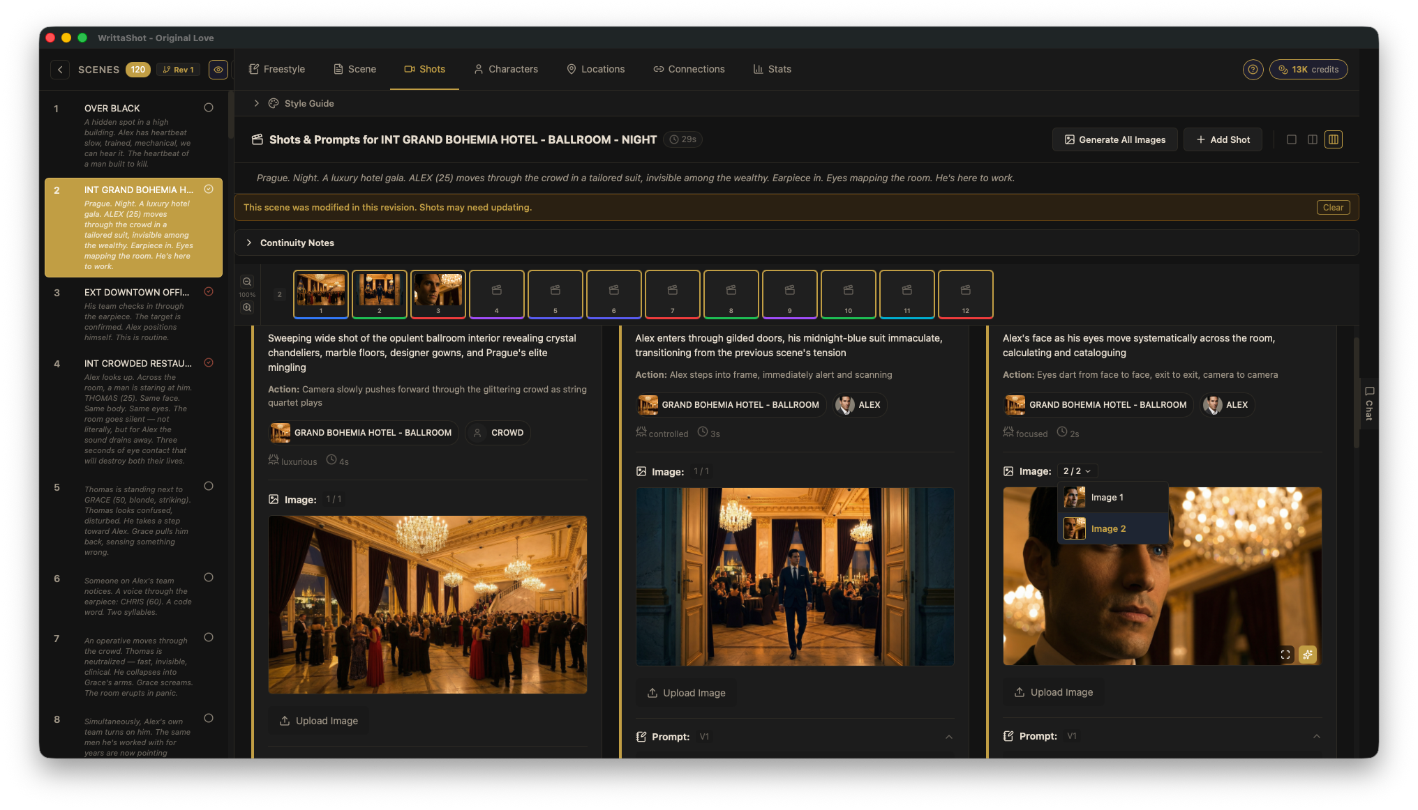 AI generated shots with versions